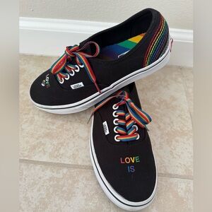 New Vans Black Sneakers with Rainbow Accents Sz 7